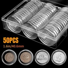 50Pcs 40.6mm Coin Storage Box Capsules Collection Holder for US Silver Eagle 1Oz picture