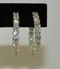 1.80Ct Round Cut Lab Created Diamond Hoop Earrings Solid 14K White Gold Finish picture