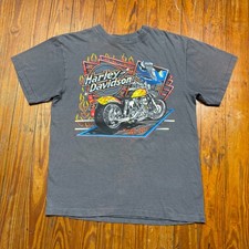 Vintage Harley Davidson Shirt Mens Size Large Gray Feel The Heat Faded 90s picture