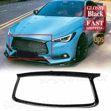 For Infiniti Q60 2017-22 Glossy Black JDM Front Grill Outline Trim Cover Overlay picture