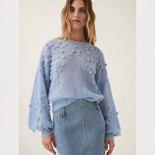 Aje Gabriella Jumper Size M AU 10 / US 6 Powder Blue Bobble Mohair Wool Sweater picture