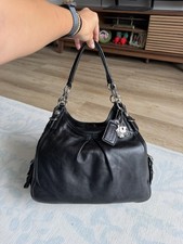 Coach Madison Mia Maggie Leather Bag Black Gold Brass Hardware 15742 EUC picture