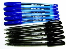 New 10 X FABER-CASTELL 1423  BLACK = 5 , BLUE = 5 PACK SET BALL POINT PEN 0.5mm. picture