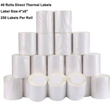 40 Rolls Direct Thermal Labels 4x6 Labels 250/Roll For Zebra 2844 Eltron ZP450 picture