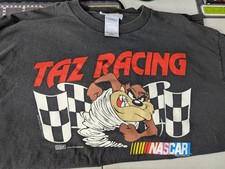 Vintage 1997 Taz Racing NASCAR Shirt Men XL Looney Tunes Black Tee Made in USA picture