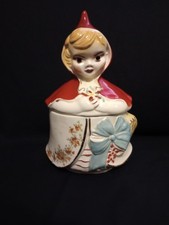 Rare 1940s Hull Vintage 982 USA Little Red Riding Hood Ceramic Dresser Jar & Lid picture