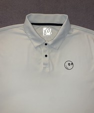 Malbon Polo Shirt Mens Large White Buckets Black Script Logo Performance Pique  picture