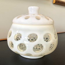 Vintage Fenton French Opalescent Coin Dot Covered Candy Dish Jar Lidded Box picture
