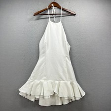 Zara Mini Dress Womens Medium White Halter Ruffle Hem Open Back Party Summer picture
