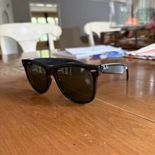 Vintage B&L Ray-Ban Wayfarer II Black G-15 Sunglasses Made in USA picture