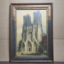 Antique Edward Gross Co Rheims Reims Cathedral Framed Print J Alphege Brewer NY picture
