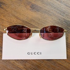 Gucci GG1802S 002 55mm Square Sunglasses in Gold/Red GG Pattern Lens picture