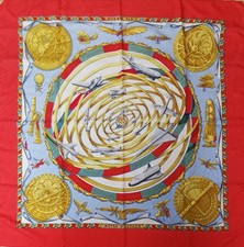Hermes Carre 90 Silk Scarf Le Reves Espace Pleated Design Excellent picture