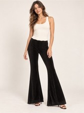 NWT Free People Penny Pull-On Black Velvet Flare Pants Size Small picture