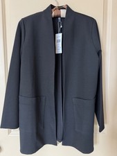  NWT Eileen Fisher $298 Black Flex Ponte High Collar Jacket Petite Medium picture