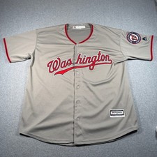 Majestic Washington Nationals MLB Jersey Gray Cool Base Mens 2XL Baseball picture