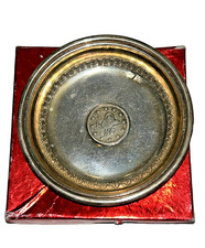Antique Turkish Ottoman Silver Coin Trinket Dish Sultan Coin Center .800 Aris picture