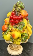Vtg Universal Statuary 809 Chalkware Fruit Centerpiece 19” Made Chicago USA 1967 picture