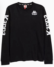 Kappa Teens L Black Cotton Long Sleeve Crew Neck Graphic Logo T-Shirt picture