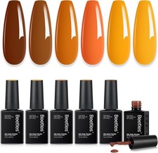 Orange Yellow Brown Fall Colors Gel Polish Set, Beetles Fall Gel Polish Set picture