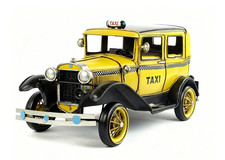 34CM Handmade Antique 1931 US TAXI Taxicab Car Tin Metal Reproduction Model picture