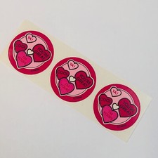 Vintage Trend Candy Hearts Scratch & Sniff Stickers Strip of 3  BIN 74 picture
