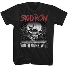 SKID ROW Metal Music T-Shirt Mens New Youth Gone Wild 100% Black picture