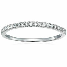 1/10 ct Diamond Wedding Band for Women in 10K Gold Micro Pave Petite Prong picture