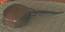 Antique French Copper Sugar Pot Poelon à Sucre Cradle Iron Handle 19thC picture