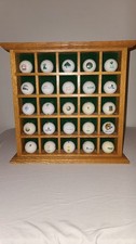Vintage Golf Ball Wall Display Rack  Wood Includes 25 Golf Balls Cabinet Office picture