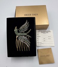 Rare Heidi Daus Bird Raven? Colorful Pave Swarovski Crystal Rhinestone Hair Comb picture