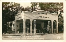 Vtg Sunset Auto Park Hood River Oregon Columbia River Highway Gas Station picture