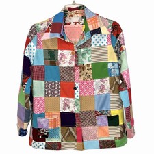 Coat Of Many Colors Handmade Patchwork Jacket Button Front Pockets Vintage 70s picture
