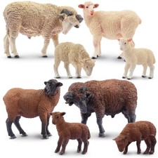 Toymany 8-pcs Merino Sheep Animal Figurine, Collectible Hand-painted Toy Set picture