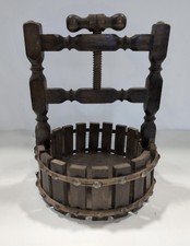 Vintage Wooden Wine And Fruit Presser Farmhouse Decor picture