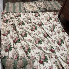 Vtg Waverly Floral  Full/Queen Comforter Floral Reversible Stripe  picture