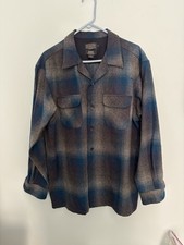 Pendleton The Original Board Shirt Blue Plaid size L Limited Rare wool EUC picture