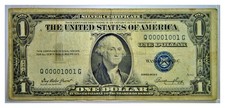 1935 E US One Dollar Silver Certificate Circulated $1 Binary Serial Q00001001G picture