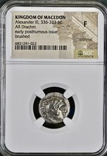 Alexander The Great 336BC-323BC Silver Drachm NGC Graded Kingdom Macedon Greek picture