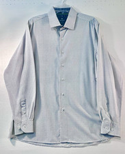 Tom Baine Slim Fit Stretch Dress Shirt 2XL 18-18.5 34/35 Blue Geometric picture