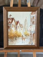Vintage Mid Century Textured Oil Painting Stenton Paris Sacre Coeur Montmarte  picture