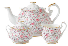 Royal Albert Rose Confetti 3-Piece Set (Teapot, Sugar & Creamer) Pink Multi picture