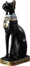 12 Inch Tall Black Egyptian Cat Goddess Bastet Statue, Ancient Egypt Bast Figuri picture