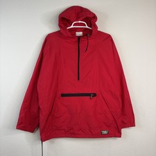 Vintage LL Bean Jacket Mens Large Red Hooded 1/2 Zip Pullover Windbreaker Anorak picture