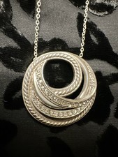 Brighton NEPTUNE'S RINGS Short Round Disc Silver Crystal Necklace picture