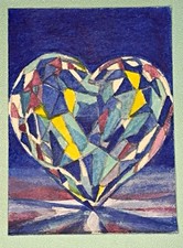 Heart Shaped Prism Gouache Painting ACEO 2.5x3.5 picture