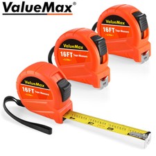 ValueMax 3PC Tape Measure 16FT Retractable Easy Read Measuring Tape Fraction 1/8 picture