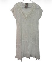 Johnny Was Cream Eyelet Lace Short Sleeve Tunic dress size small picture