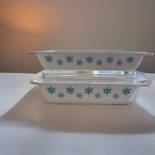 🔥🔥Vintage Set of Pyrex Snowflake  548 & 575 Spacesavers w/ 1 lid 2 pc set picture