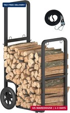 Easy-Assembly Firewood Cart, Rolling Log Carrier for Outdoor & Indoor Use, Wood picture